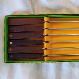 1970 vintage 6 pc fondue forks in box